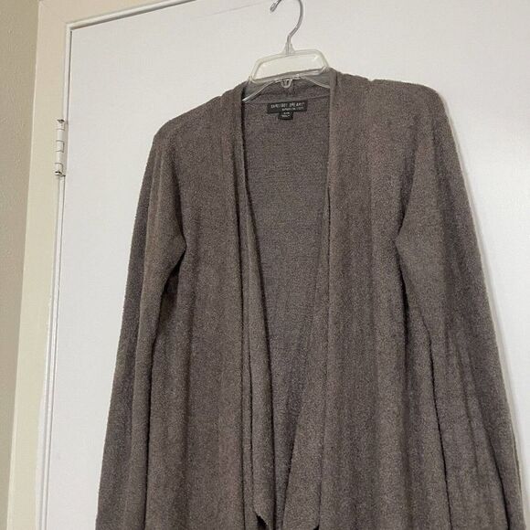 Barefoot dreams sand beige drape front cardigan sweater size Small medium - Picture 2 of 5